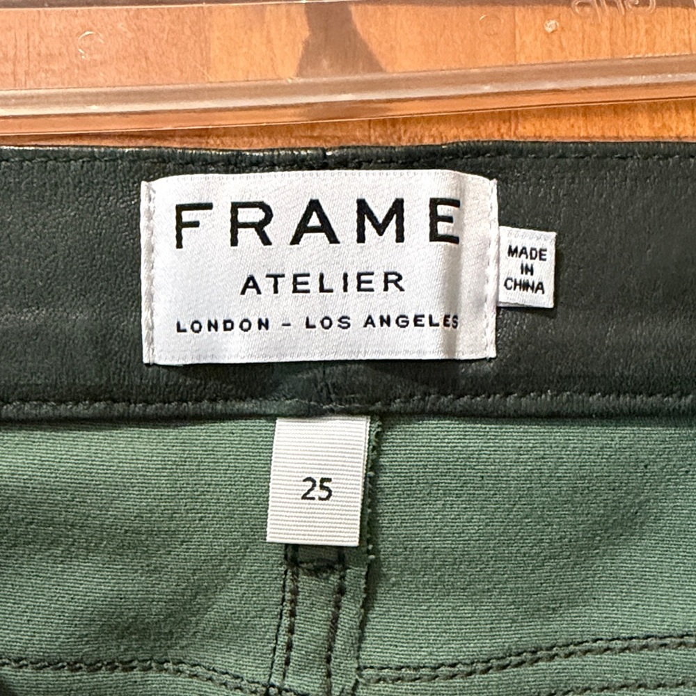 FRAME Le Skinny De Jeanne Green Lamb Leather Pants - Picture 3 of 6